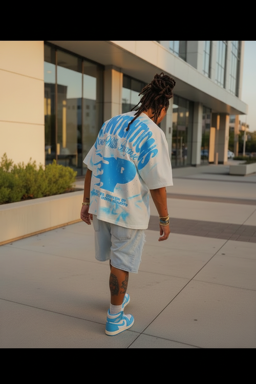 Pure Intentions x UNC Colorway Tee - tall portrait editorial shot